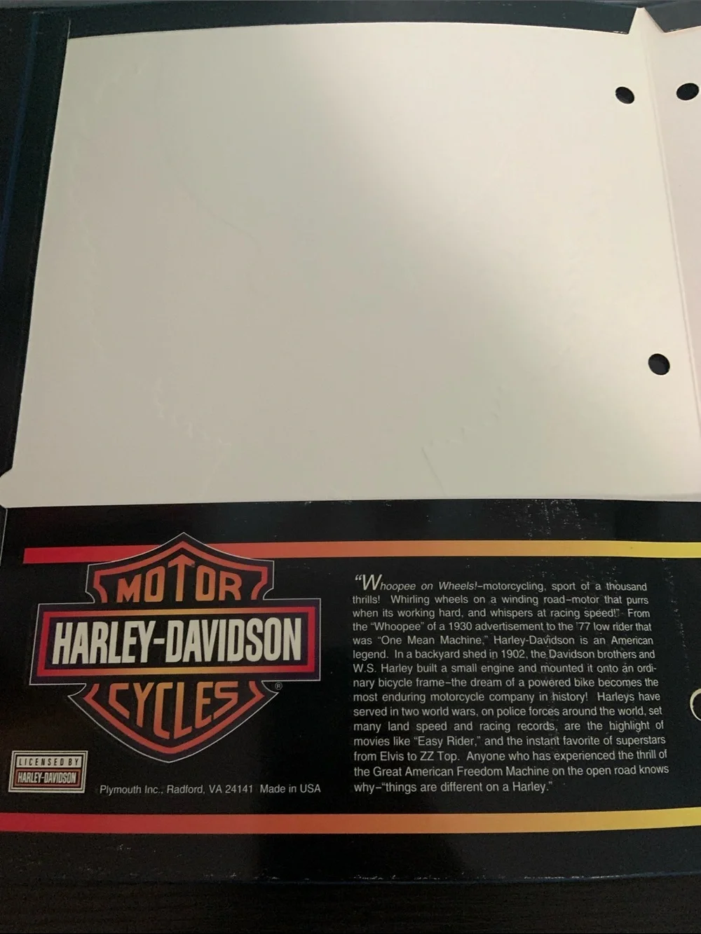 Vintage Harley Davidson Notebook Portfolio Pocket Folders Group of 4. From 1994